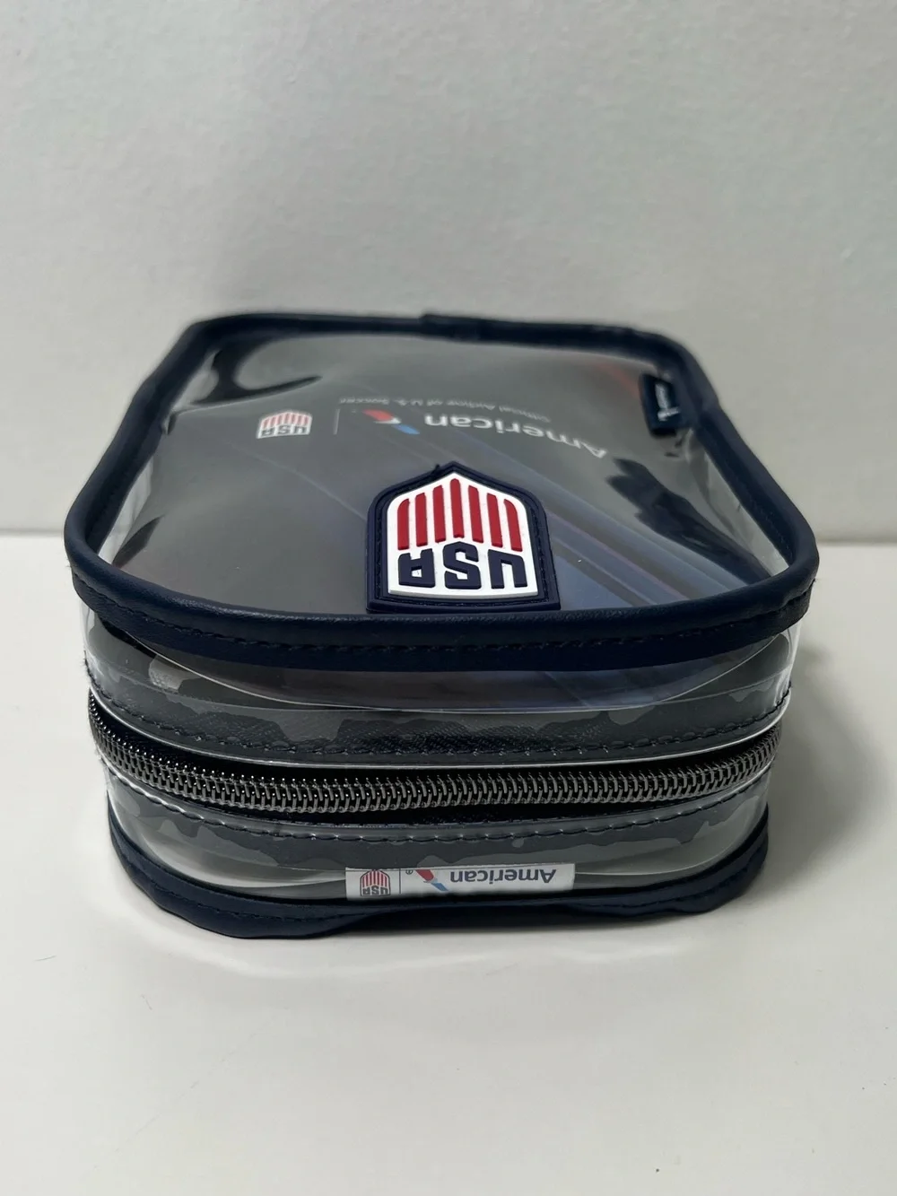 American Airlines FIFA Team USA World Cup Amenity Kit Clear Crossbody Sling Bag